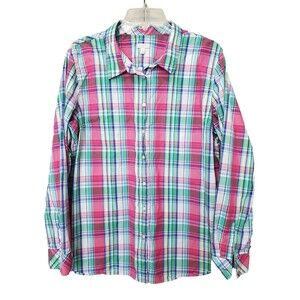 Talbots 100% Cotton Multicolor Plaid Long Sleeve Button-Up Shirt Size XL